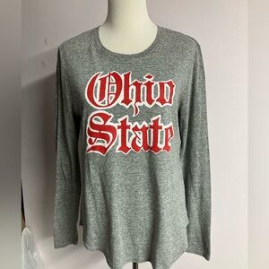 Ohio State University Women’s Long Sleeve T Shirt, L, Gray/Red, Homage